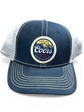 Coors Banquet Trucker Hat Vintage Style Navy Yellow Snapback